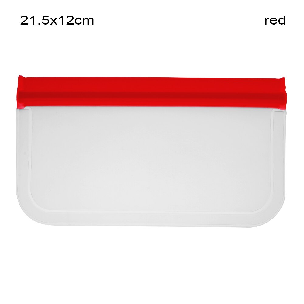 1pc doorschijnende siliconen zakjes voor het bewaren van verse levensmiddelen, lekvrije melk en fruitcontainers, herbruikbare, afgesloten staande zakken met ritssluiting: Rood 2