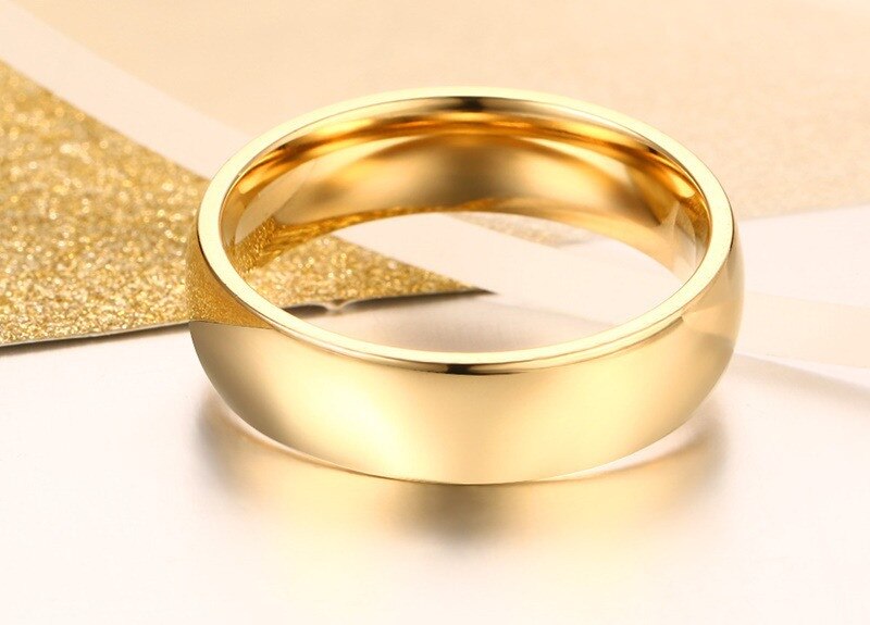 Modyle 6mm klassisk vielsesring til mænd kvinder guld sølv farve rustfrit stål forlovelsesring