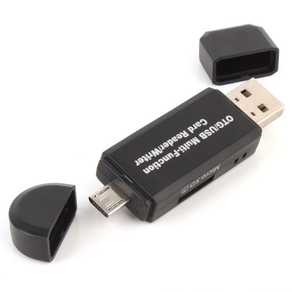 Alles-in-één geheugenkaartlezer otg micro sd/sdxc tf kaartlezer usb 2.0 mobiele kaartlezer voor pc laptop computer: Zwart
