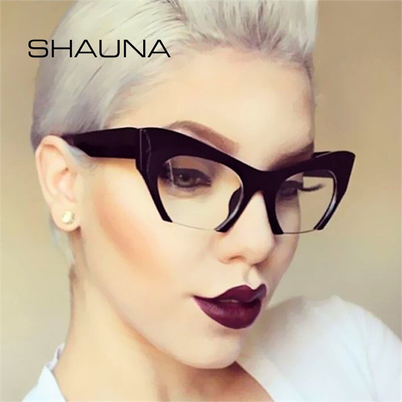 Shauna Retro Vrouwen Half Frame Cat Eye Brilmonturen Mode Optische Frame