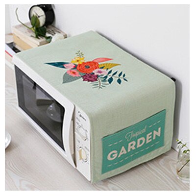 Cotton And Linen Fabric Microwave Oven Dust Cover High - Grade European Style Anti - oil Microwave Oven Protective Cover: AG