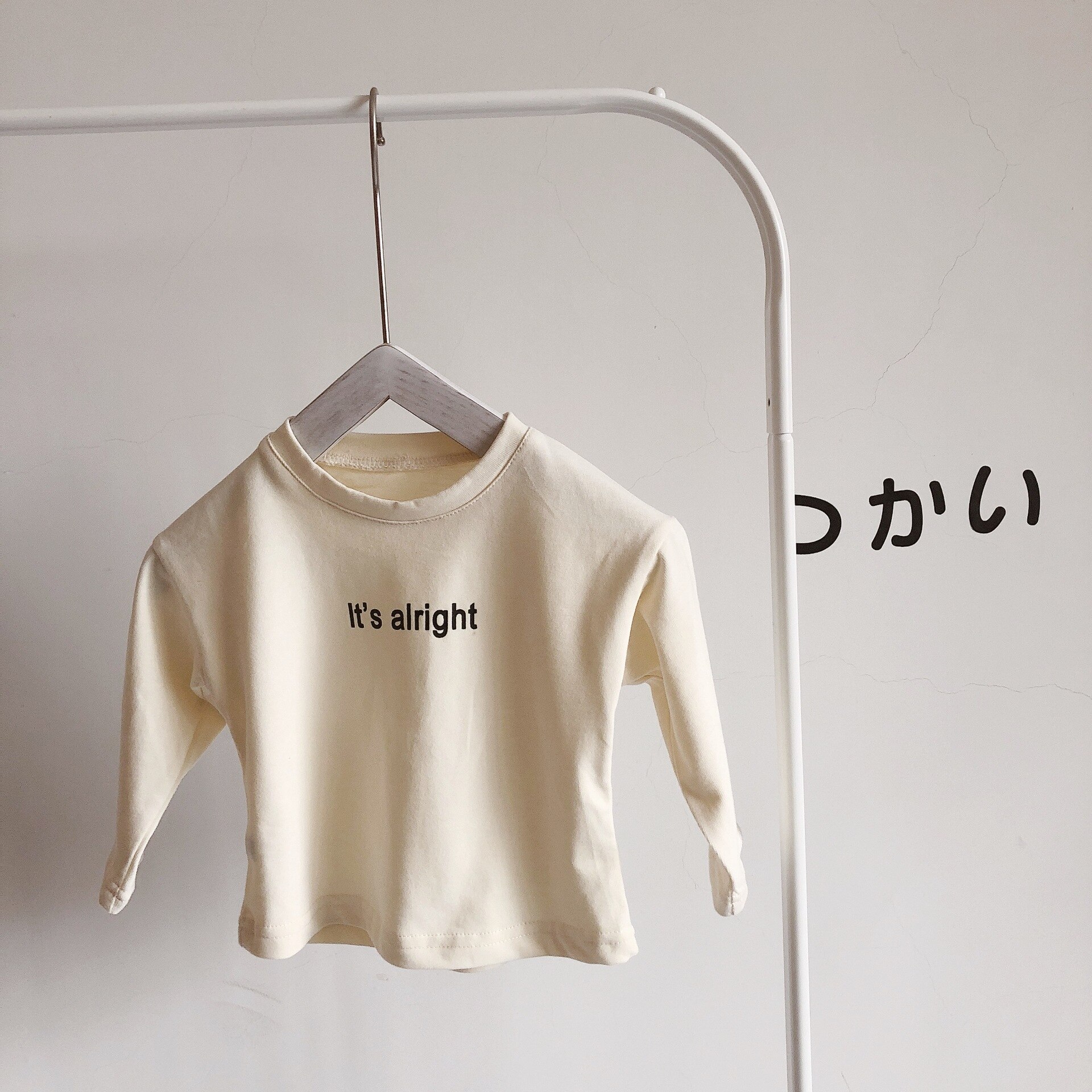 Lente Koreaanse Stijl Baby Jongens Meisjes Letters Gedrukt Lange Mouwen T Shirts 1-6 Jaar Jongens Kids Puur Katoen casual Tees: beige / 5T