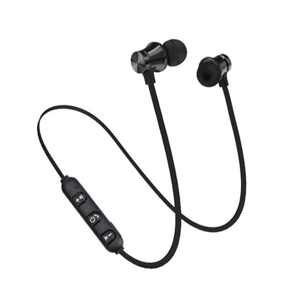 4.2 fone de ouvido bluetooth esportes neckband magnético sem fio fones estéreo música metal fones com microfone para todos os telefones: Black1