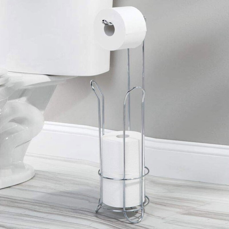 Toilet Roll Holder Free Standing, Compact Metal Toilet Roll Storage for 4 Paper Rolls, Practical Bathroom Accessory for Toilet o