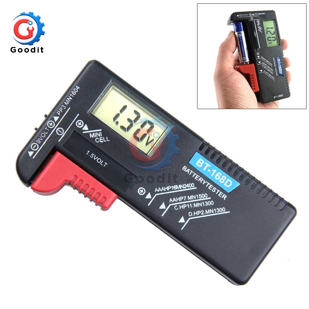 Universel  bt168 bt-168d digital batteritester spændingskontrol til aa aaa 9v- knaps testere i flere størrelser voltmetermålerværktøj: Bt -168d digital