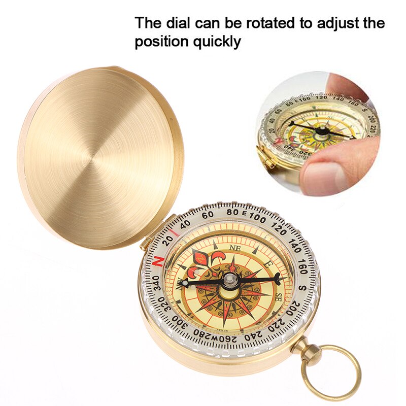 1Pc Camping randonnée poche laiton doré boussole Portable boussole Navigation pour activités de plein air