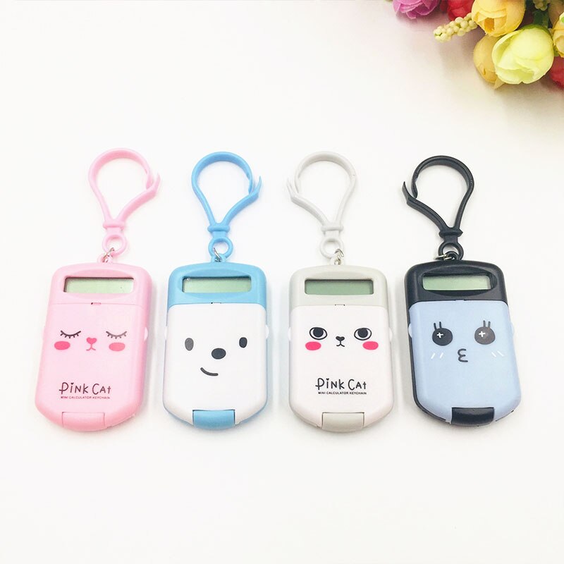 1pcs Portable Digit Calculator Kawaii Mini Calculator Pocket 8 Display Cartoon Cute Keychain Calculator Office Supplies
