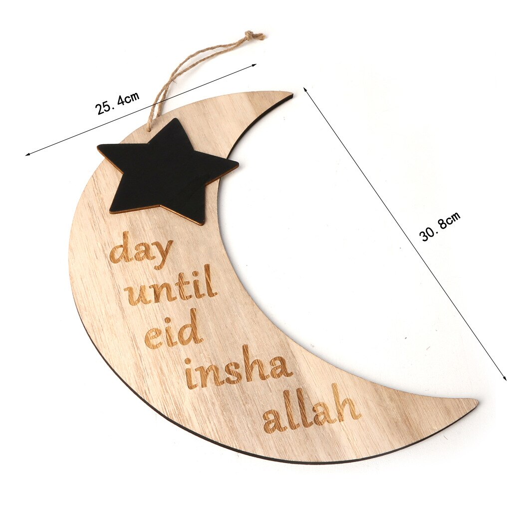 Mubarak Geschenkdoos Moslim Decoratie Banner Licht Houten Hanger Islamitische Moslim Gebed Matten Ramadan Kareem Party: 1pcs big moon