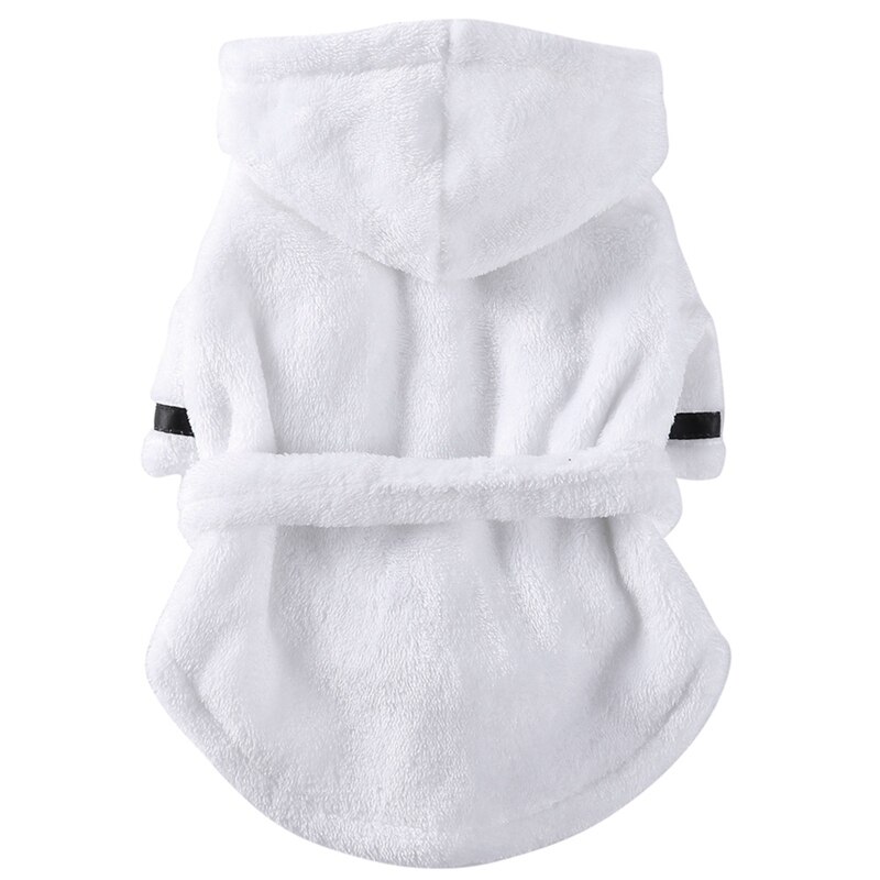 Miękkie szybkie suszenie Pet piżama zagęszczony luksusowy miękki bawełniany szlafrok z kapturem Super chłonny do kąpania psa ręcznik Pet Nightwear: WHITE / L
