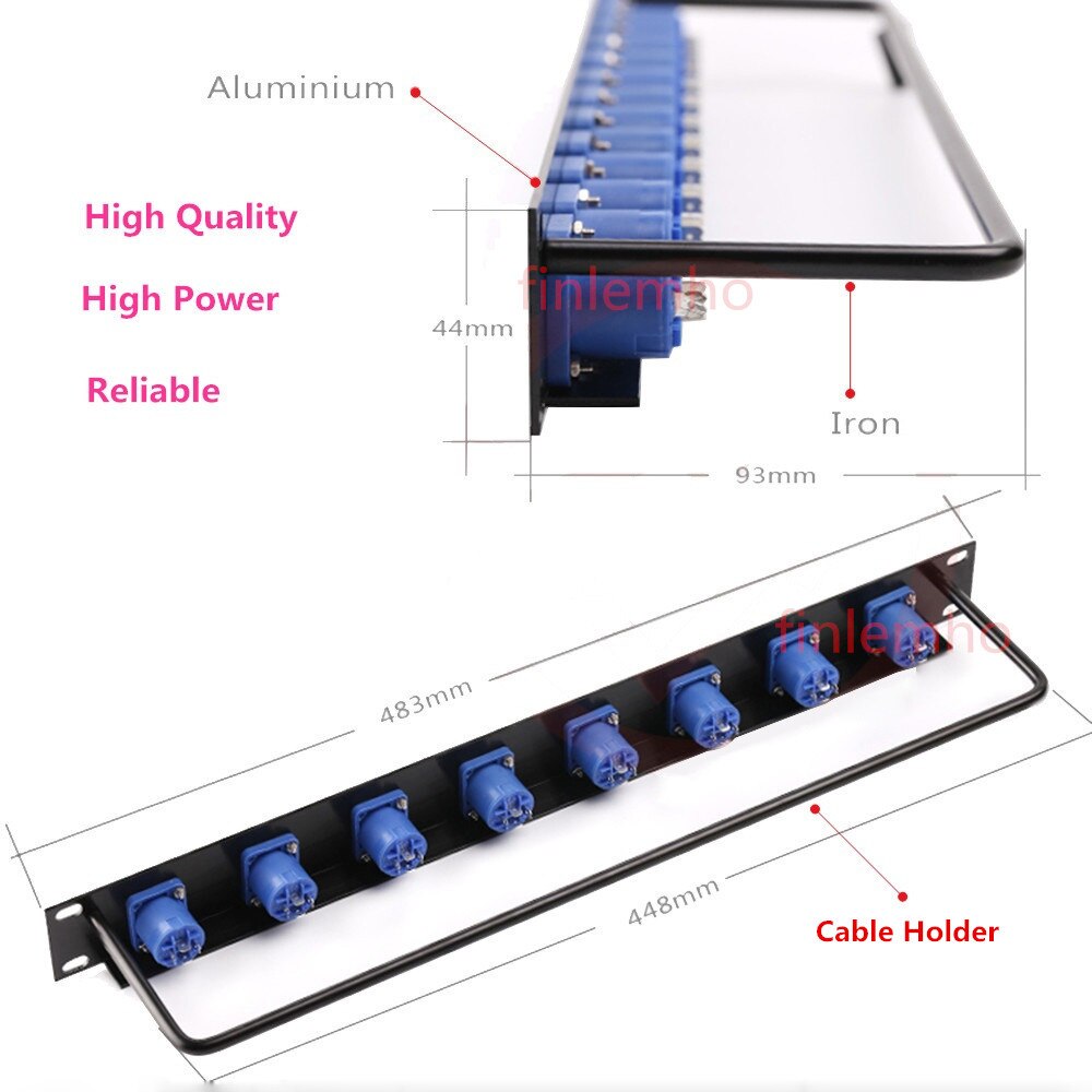 Rack Patch Panel 8 12 16 Way SpeakOn Chassis Connnector 1U Flight Case Mount For Loudspeaker Audio Cable Male Plug