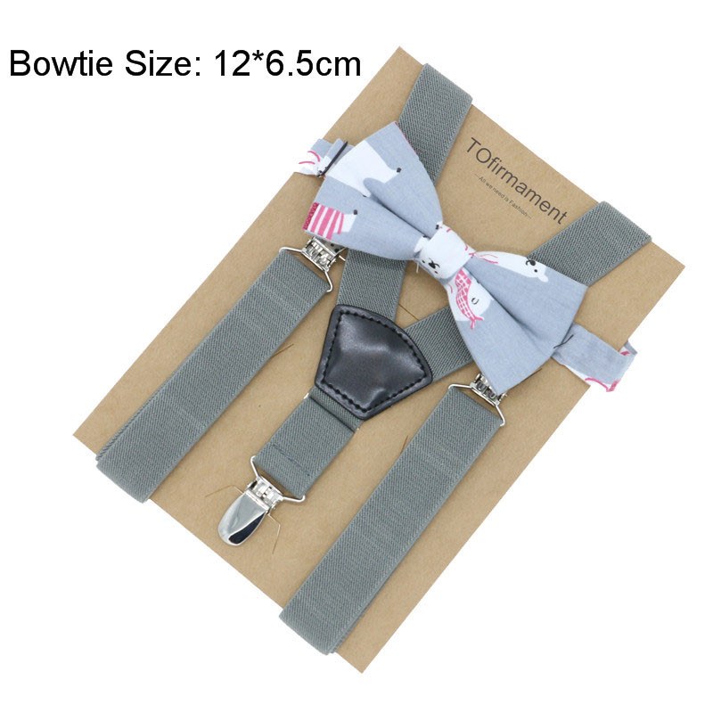 Fan shape leather solid kids event party suspender bow tie set adjustable 2.5cm width kraft paper packed baby: 6