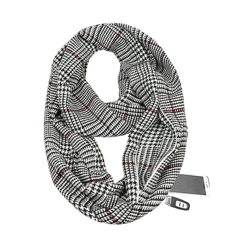 Talvineulonta ruudullinen lämmin matka infinity huivi piilotaskulla kashmir huivit naisten foulard pashmina naisten peitto