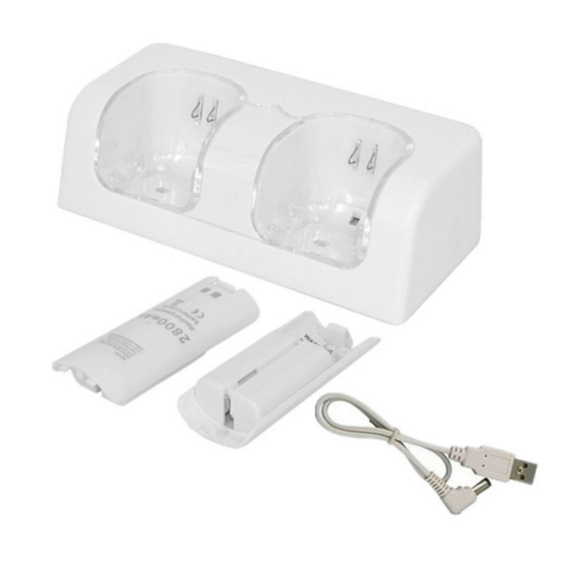 Stazione di Ricarica Doppia per Controller Nintendo Wii - 2x Batterie 2800mAh - Indicatori LED