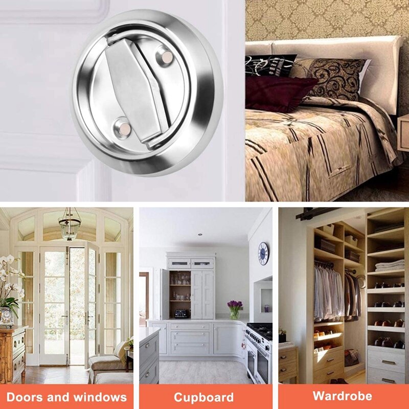 2Pcs Stainless Steel Ring Handle Dark Handle Door Background Wall Fire Hydrant Door Round Handle