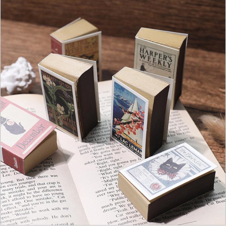 122 sheets/book Matchbox Retro Mini Notepad Tear-away note book Portable note paper Office School Stationery