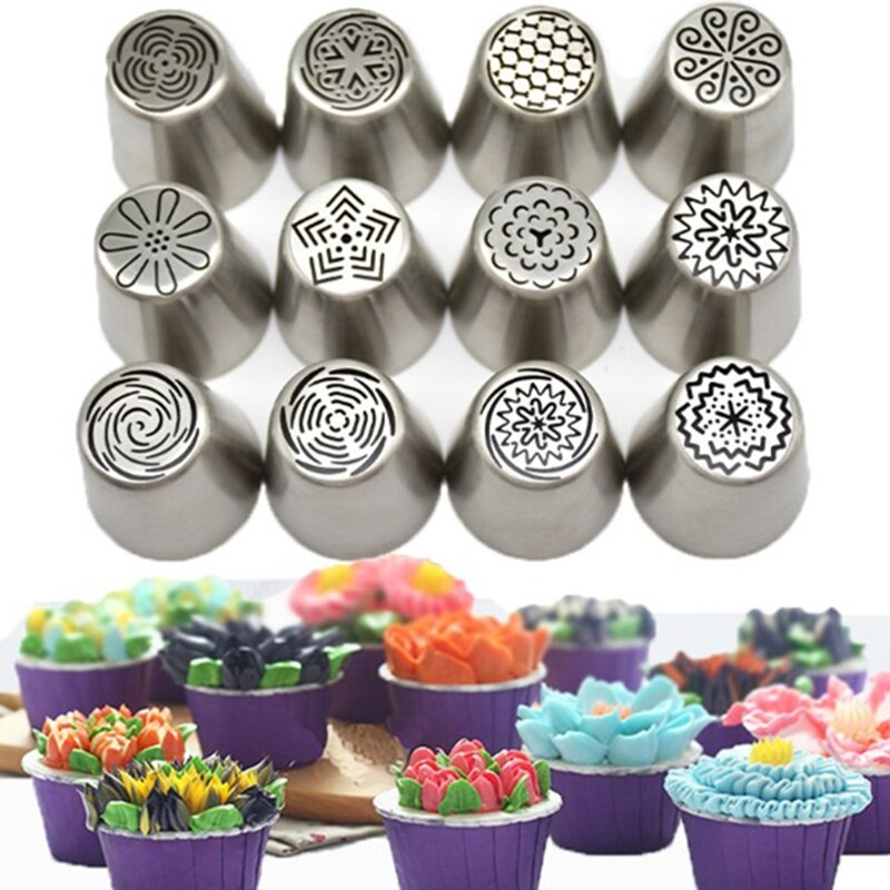 12Pcs DIY Baking Model Baking Supplies Set Decorating Tools Malaysian Decorating Mouth Stainless Steel