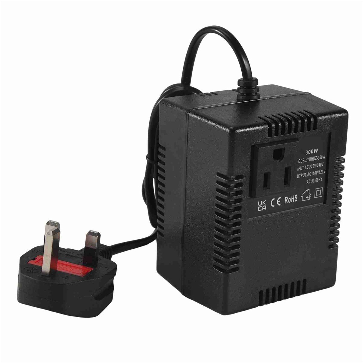 Persevering - 300w spændingsomformer 220v to 110v transformer step-down transformer spændingsomformer rejseadapter uk stik