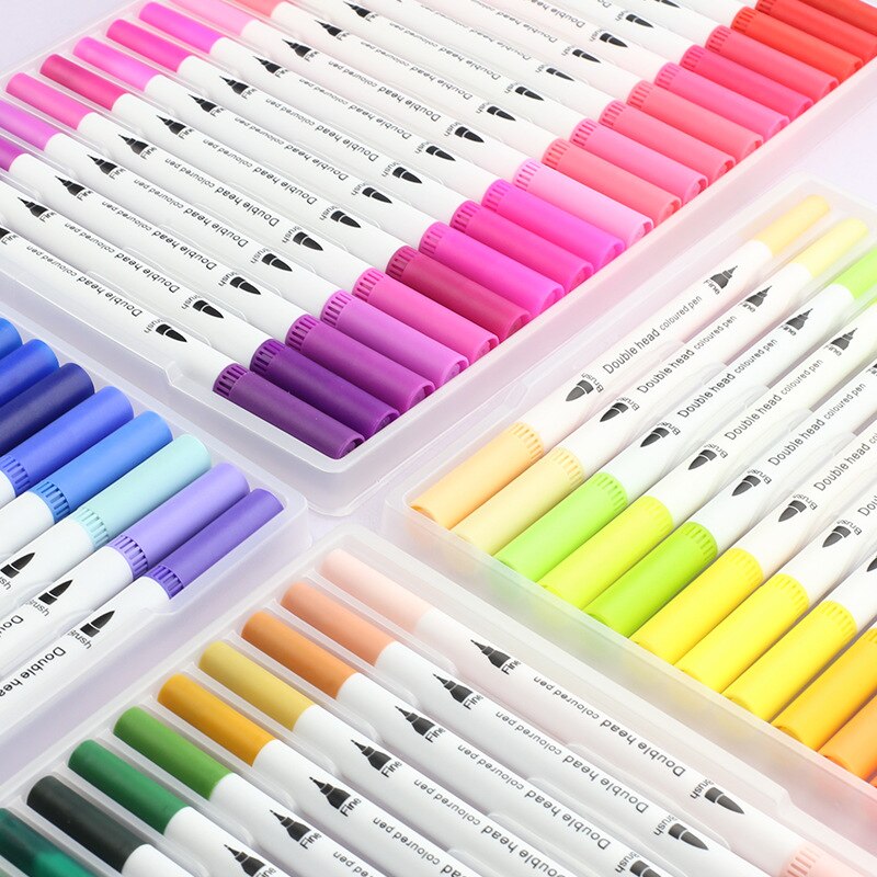 FineLiner-rotuladores artísticos para caligrafía, bolígrafos de doble punta para dibujar y pintar, para la escuela, 12/24/36/48/80/100 unidades