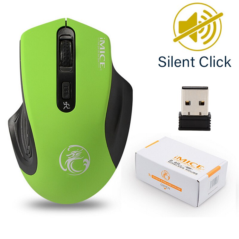 Gaming Mouse Mouse Wireless 2.4GHz Wireless Mice With USB Receiver Gamer Mouse mouse gamer For Computer PC Laptop Gamer Mouse: Silent green
