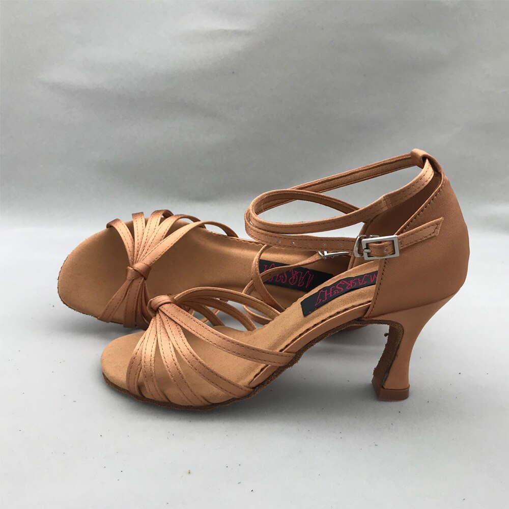 Latin dansesko til kvinder salsa sko øve sko behagelige sko  ms6257br 7.5cm hæl høj hæl lav hæl