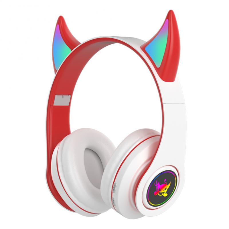 RGB Flashing Devil Ear Headphone Bass Demon Headset Bluetooth-compatible Noise Reduction With Mic For Kids Boys Music Game: 04