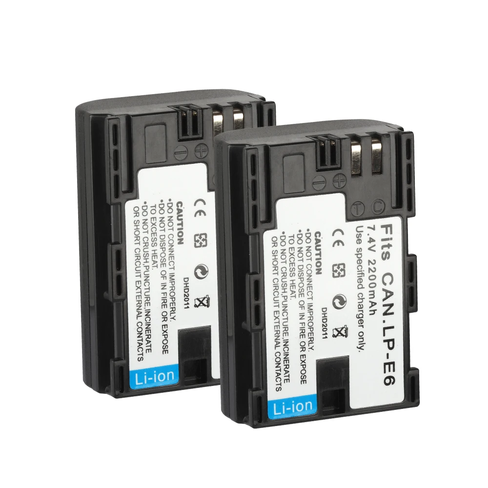 LP-E6 LP E6 cargador de batería para Canon EOS 5DS 5D 6D 7D 60D 60Da 70D Mark II Mark III 80D XC10 DSLR LPE6 2200mAh baterías: Verde