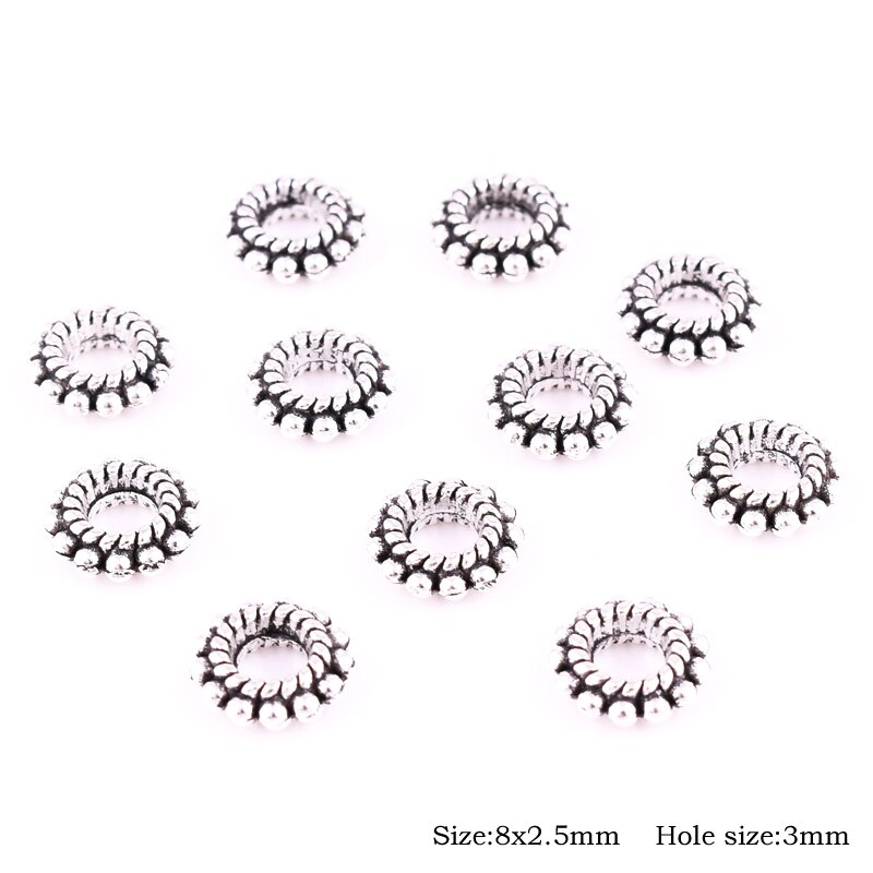 Antique Tibetan Silver Loose Metal Beads Spacer for Jewelry Making for Man Women Bracelet Necklace Earrings: 12(50pcs)