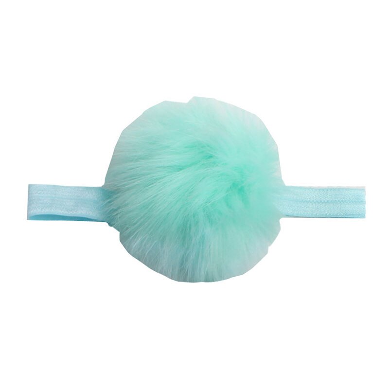 Diadema con pompones de piel sintética para bebé, bandanas elásticas de algodón para niño, turbante para bebé, accesorios para el cabello para bebé: style 2 green