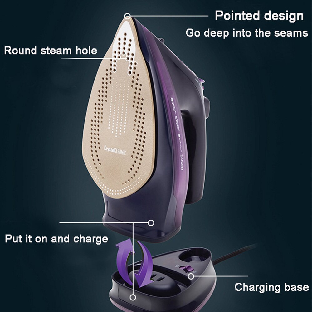 220-240V Electric Steam Iron Wired/Wireless 5 Speed Adjust for Garment Steam Generator Clothes Ironing Steamer Ceramic Soleplate