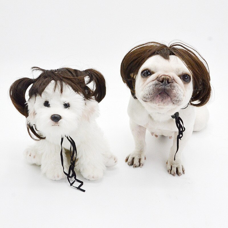 Pelucas para mascotas, accesorios de Cosplay divertidos para perros y gatos, sombrero de pelo de peluquería cruzada, disfraces, accesorios para la cabeza, suministros para mascotas de Navidad