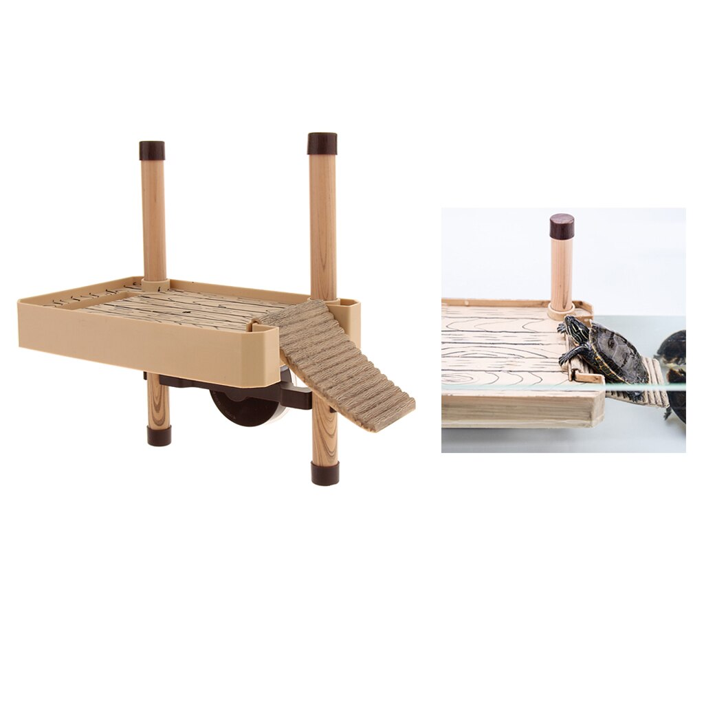 Turtle Terrapin Tank Float Pier Basking Platform with Food Feed Trough
