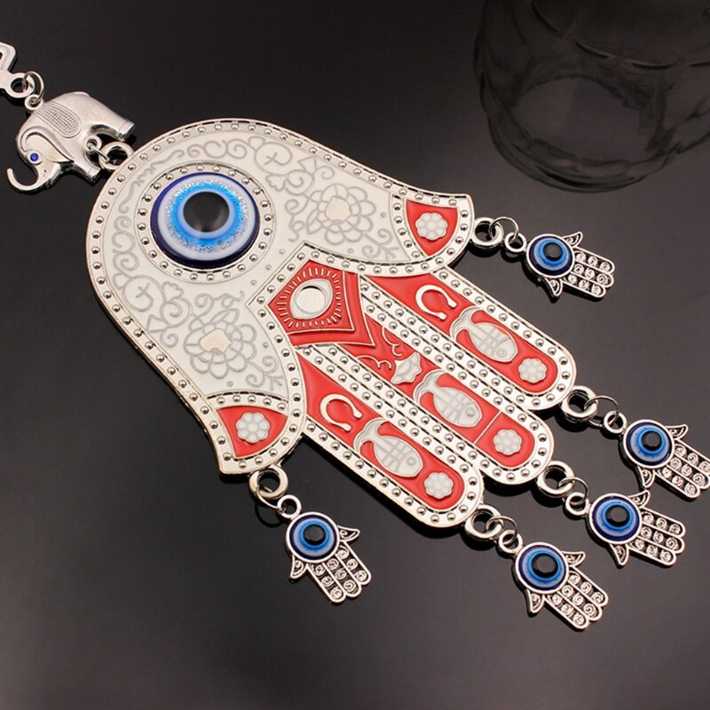 Amuletos de Palma de ojo malvado azul turco, colgante de pared, adorno, decoración del hogar, protección del coche