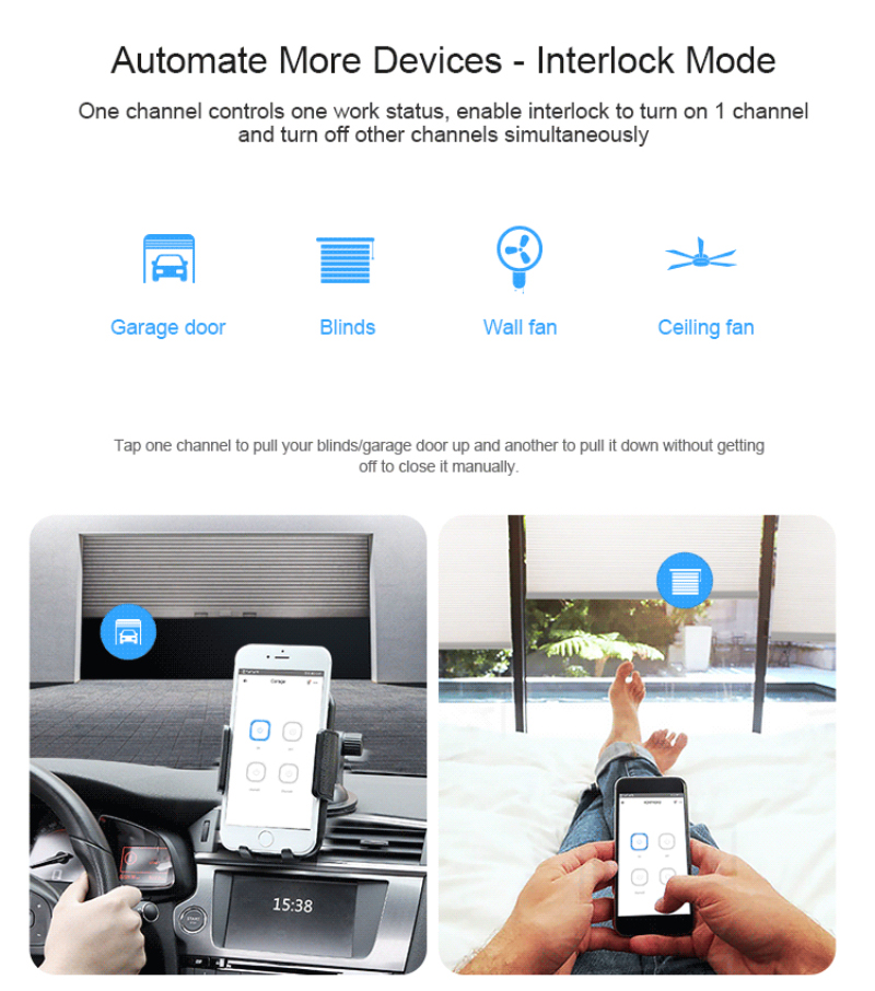 Sonoff 4CH R3/4CH PROR3 WiFi Smart Switch 4 Gang Wireless Switch Countdown Timing Remote Control Home Automation Via Ewelink APP