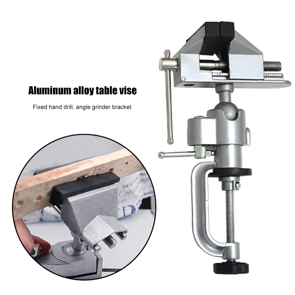 360° Aluminum Alloy Rotating Table Vise Table Grinder Holder Swivel Bench Vise Clamp Electric Drill Stand Metal Working Tool