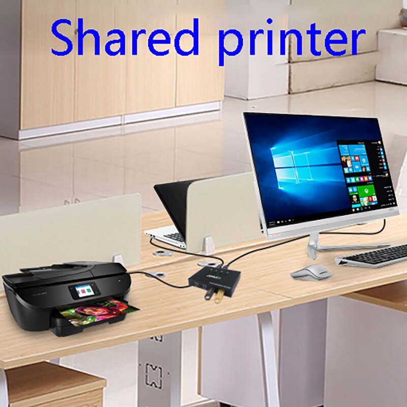 AIMOS USB Printer Sharing Device 4 in 4 Out KVM Switch for 4 Computers to Share A Set of Keyboard and Mouse USB 2.0 Converter