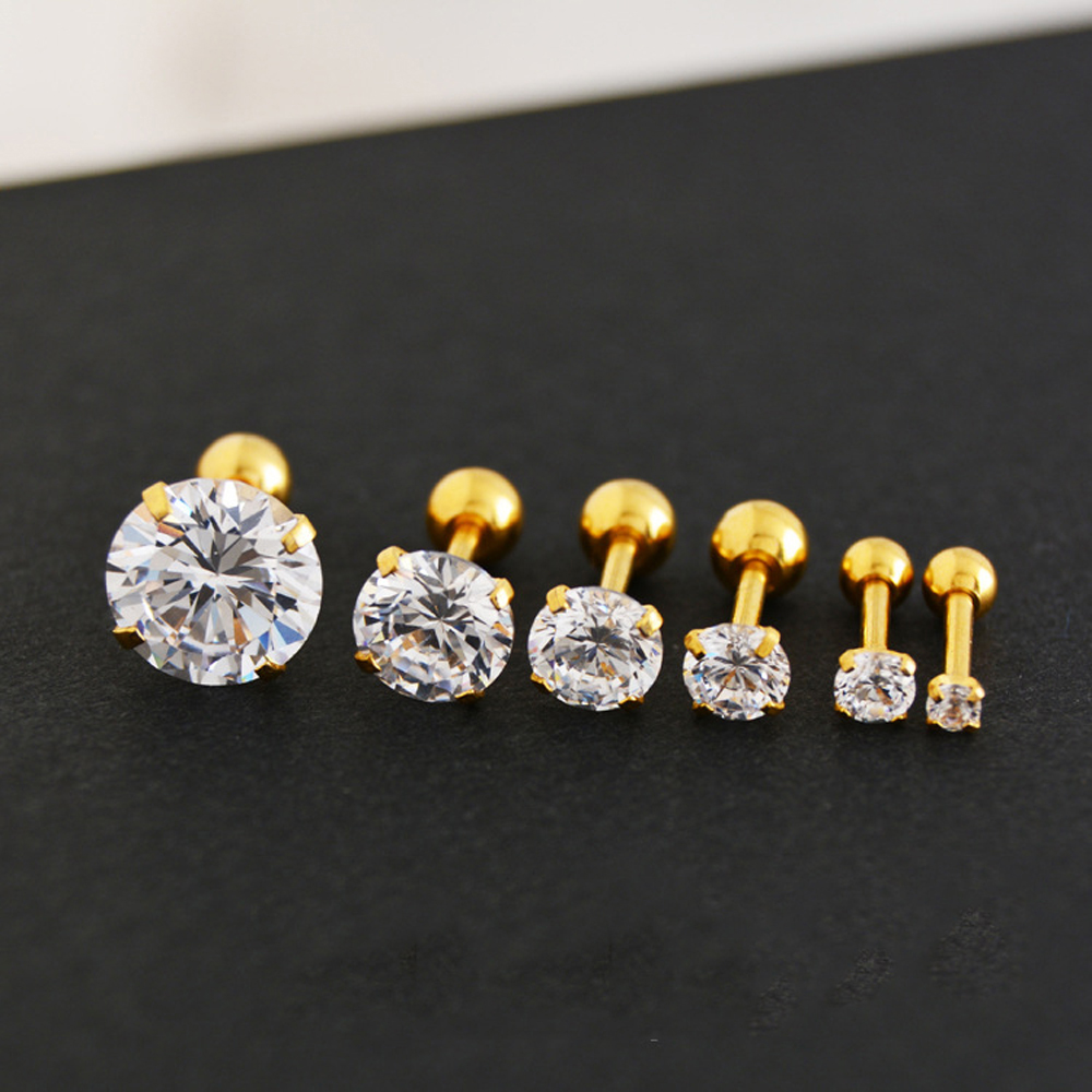 1 Paar Classic Roestvrij Stee Stud Oorbellen Voor Vrouwen Cz Zirkoon Oor Piercing Chirurgisch Staal Oor Sieraden Voor Mannen Jongens vrouwen Meisjes
