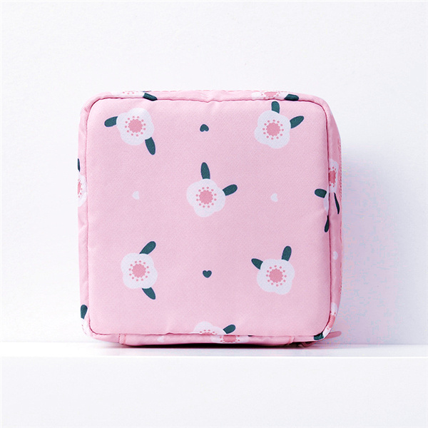 PURDORED 1 Pc Cartoon Mini Cosmetic Bag Waterproof Women Makeup Bag Travel Makeup Pouch Lipstick Organizer Case Trousse Neceser: large pink floral