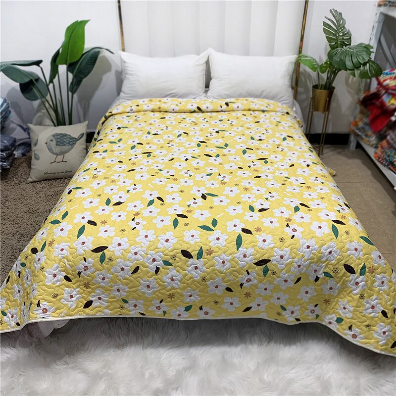 Couvre-lit matelassé imprimé Floral à carreaux, couvre-lit Patchwork, Style américain, couverture de lit pour adultes, été, 220x240cm