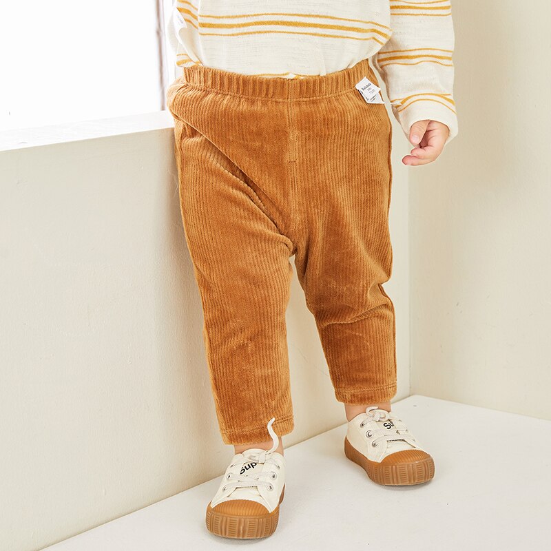 Balabala bébé pantalons vêtements chauds bébé pantalons garçons pantalons de survêtement rétro velours côtelé pantalons décontractés: Khaki / 18M
