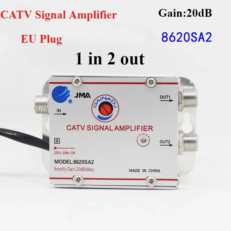 Cable TV Splitter Amplifier Digital CATV Antenna Signal Booster Home TV Equipments 45Mhz To 860MHz 220V 50/60Hz EU Plug: black