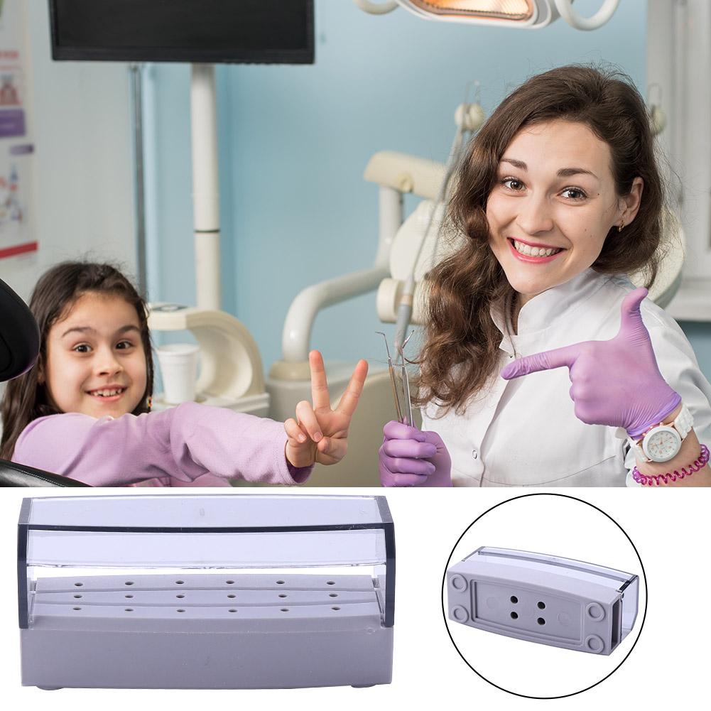 Dental Burs Stand Sterilizable Organizer Rack Displayer with Transparent Cover Easy to Use Save a Lot of Space Gray
