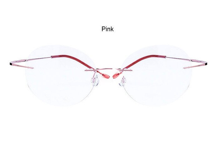 Eyesilove ultralichte randloze Optische frame mannen vrouwen Titanium Randloze bril Frame ronde brillen voor brillenglazen: Roze
