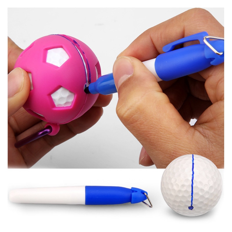 Ankomster bærbar blød silikone golfbold opbevaringsdækselholder med karabinhage pen golf træning hjælpemidler tilfældig farve