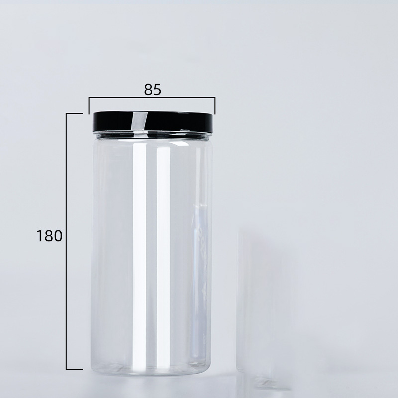 Zwarte Hoes Brede Mond Ronde Plastic Opslagemmer Is Schoon Te Maken En Bewaarcontainers Voor Voedsel Zoals Noten En Thee Kunnen Opslaan