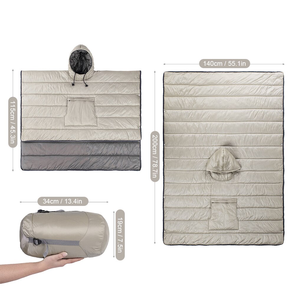 Wasser-beständig Schlafsack Mantel Poncho Camping Warmen Schlaf Decke Freien Camping Schlaf Decke Decke Mantel mit Kapuze