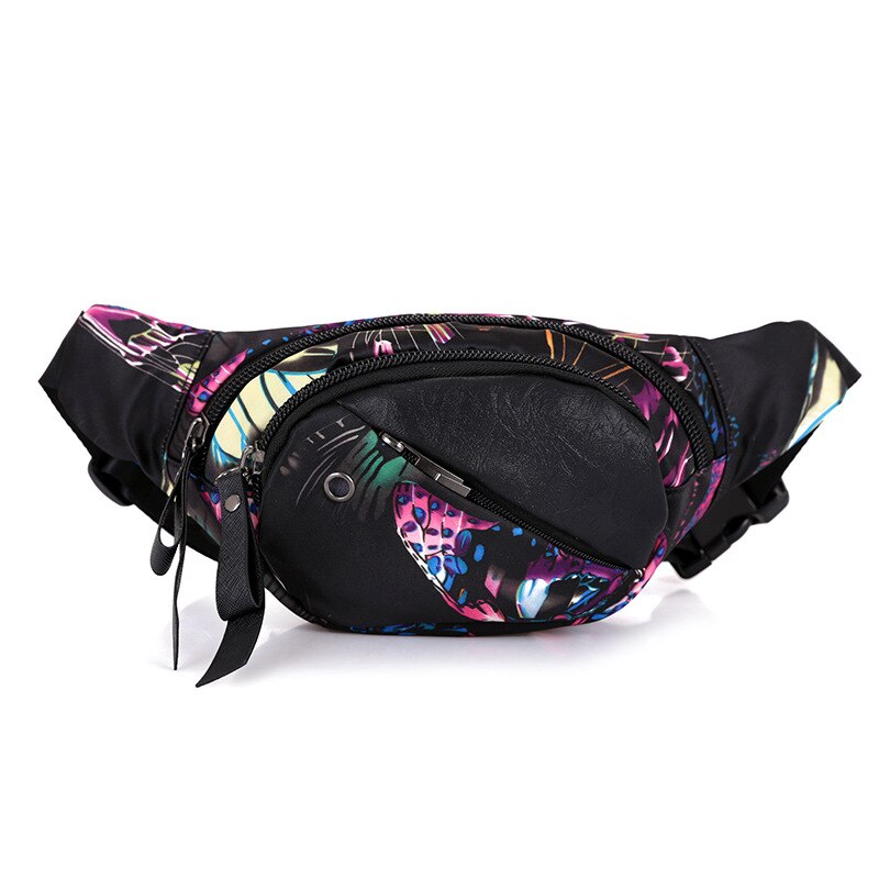 Bloem Vrouwen Taille Bag Vrouwelijke Opslag Heuptas Nylon Heuptasje Schouder Crossbody Borst Tassen Hip Banaan portemonnee: butterfly C