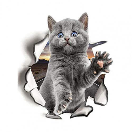 3D Imaginative Kitten Wall Stickers Home Decor Living Room Bathroom Toilet Cover Decoration Funny Animals Poster: Default Title