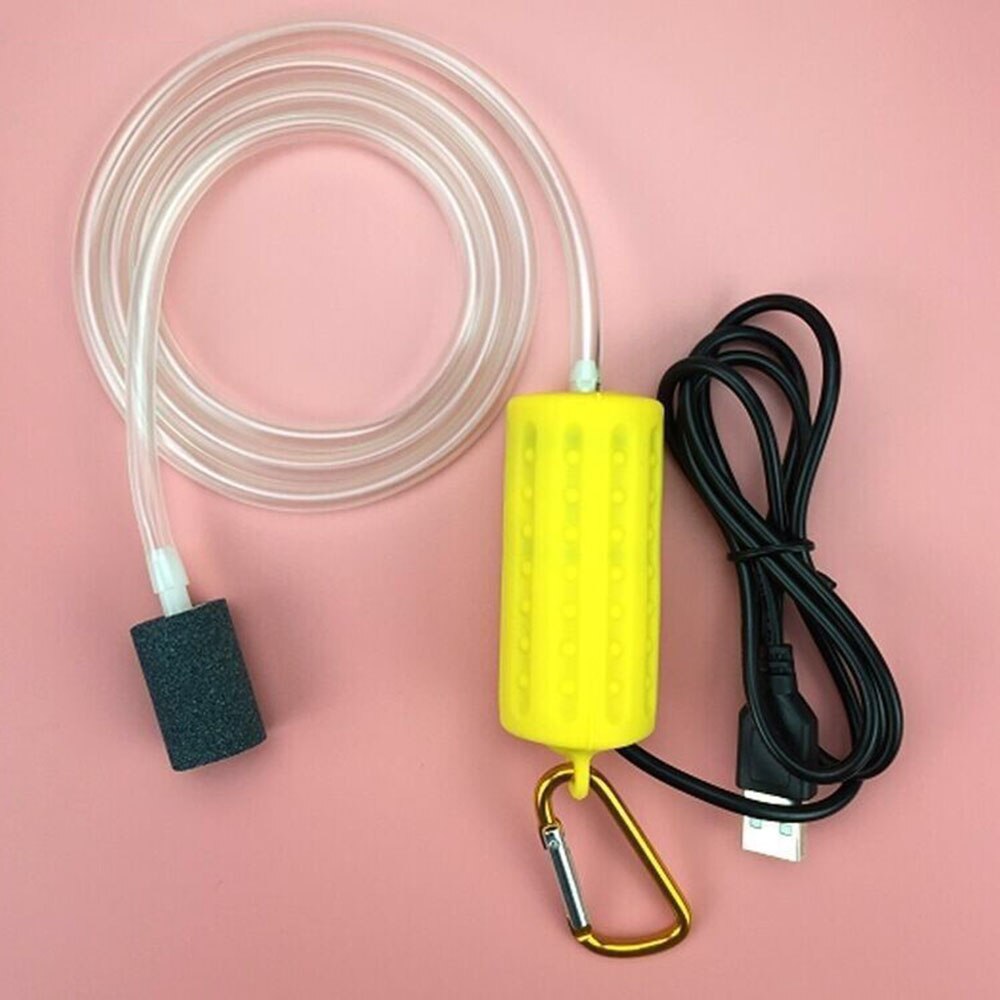 Fish Tank Oxygen Terrarium Compressor Portable Hose Energy USB Check Valve Mute For Home Store Oxygen Air Pump: Yellow