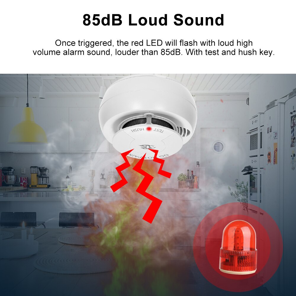 Sistema de alarma de incendios inteligente Detector de humo Sensor de humo Wifi Smart Life Tuya funciona con Alexa Google Home IFTTT Detector de incendios