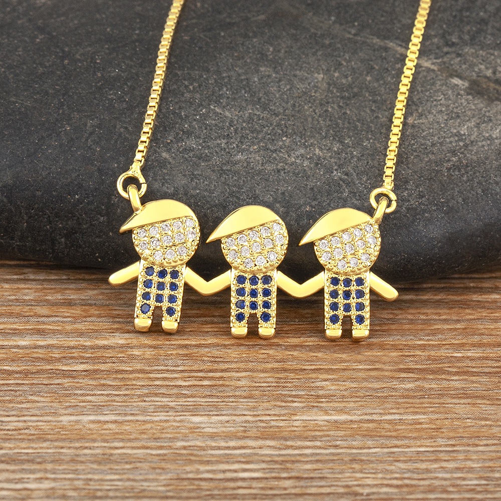 Nidin Hete Verkoop Familie Liefde Moeder Vader Zoon Dochter Ketting Meisje Jongen Hart Hanger Zirkonia Koppels Sieraden